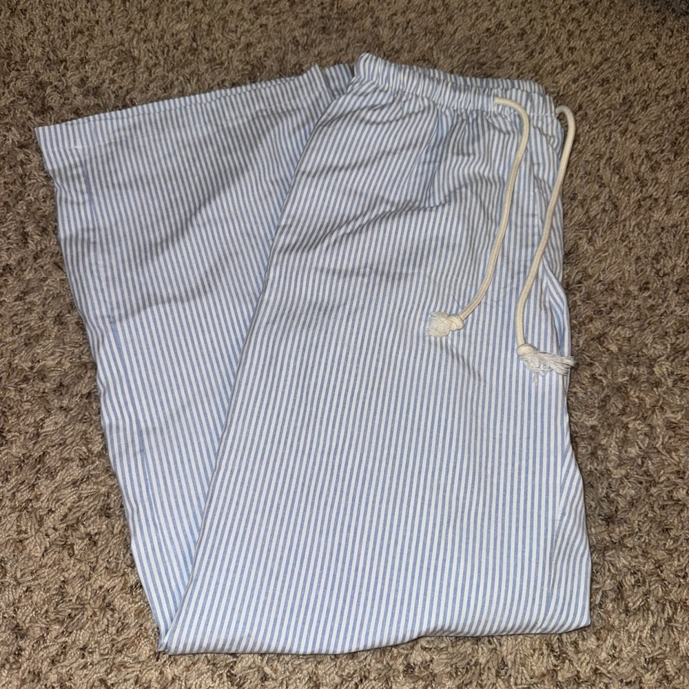 SHEIN Light Blue and White Striped Pants